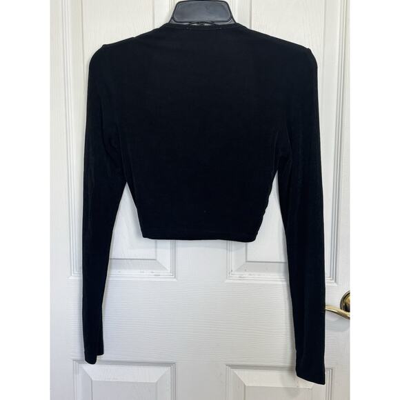 Anthropologie Mable Black Front Twist Crop Top Size Small Balletcore Slinky - Picture 5 of 5